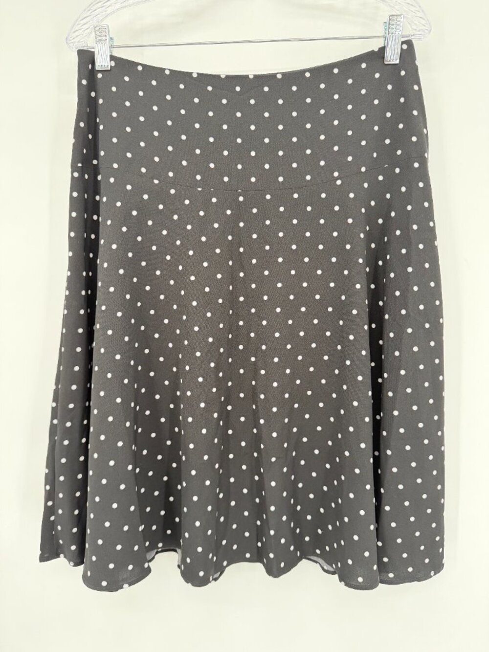 White House Black Market Women’s 10 Black Polka Dot A-Line Midi Skirt